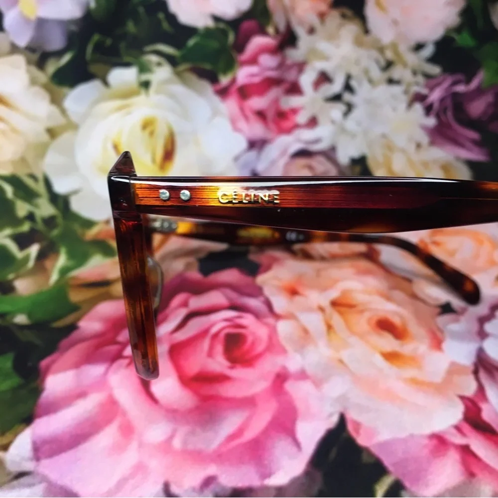 CELINE Two dots round Orange & Black tortoise acetate frames CL41461 F 086 145